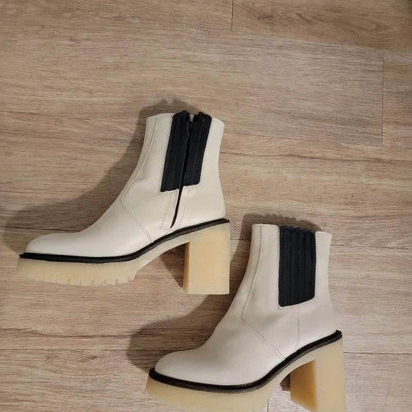 Free People Boots White James Chelsea Lug Sole Chunky Y2K 90s NIB - Picture 4 of 15